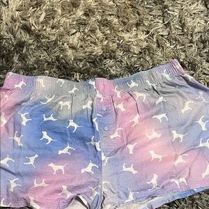PINK Victoria's Secret Blue and Pink Dog Print Shorts